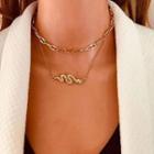 Snake Pendant Layered Necklace Gold - One Size