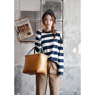 Elbow-patch Dip-back Stripe T-shirt