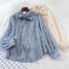 Long-sleeve Knot Front Sheer Top