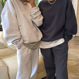 Banded-hem Fleece-lined Boxy Sweatshirt