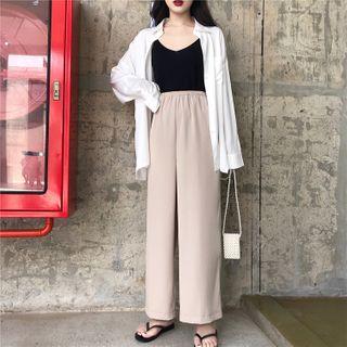 Plain Shirt / V-neck Camisole / Wide-leg Pants