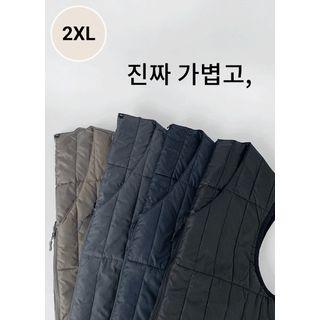 V-neck Zip-up Padded Vest