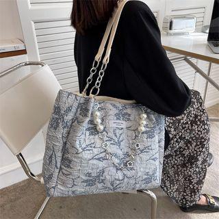 Faux Pearl Chained Tote Bag