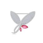 Fashion And Elegant Butterfly Brooch With Red Cubic Zirconia Silver - One Size