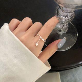 Bead Dangling Sterling Silver Open Ring