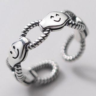 Smiley Sterling Silver Open Ring S925 Silver - Ring - Silver - One Size