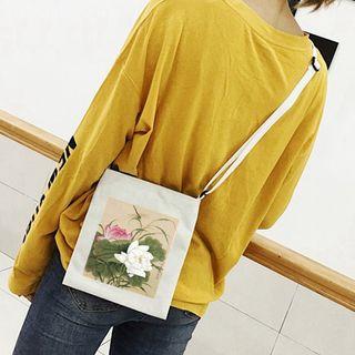 Retro Chinese Painting Print Canvas Crossbody Bag