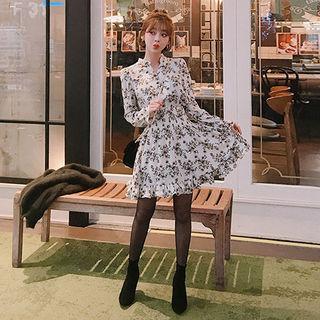 Smock-waist Floral Shirtwaist Dress