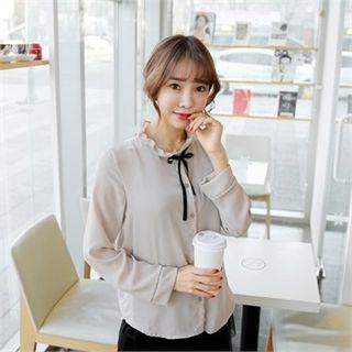 Frilled Tie-neck Blouse
