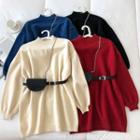 Long-sleeve Mock-neck Dress With Fanny Pack