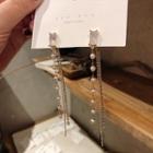 Faux Pearl Fringed Earring 1 Pair - Silver Stud - Gold - One Size