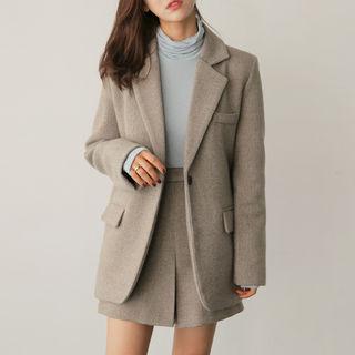 One-button Wool Blend Jacket