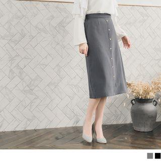 Single-breasted A-line Skirt
