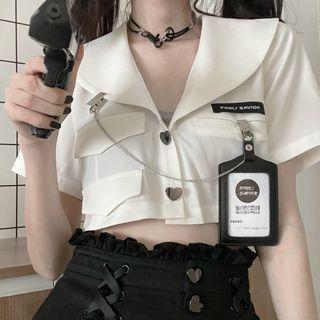 Mini A-line Skirt / Spaghetti Strap Mini Dress / Cropped Blouse