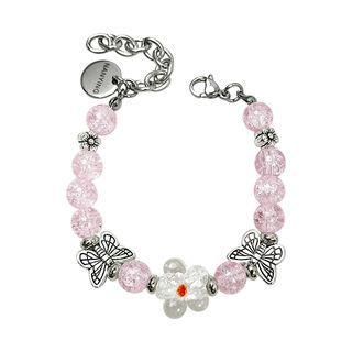 Flower Butterfly Glass Stainless Steel Bracelet