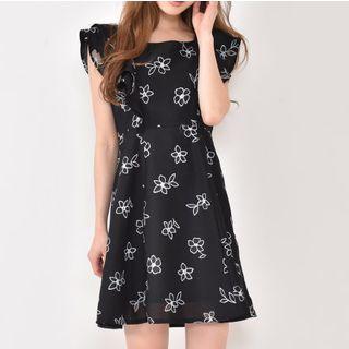 Cap-sleeve Floral A-line Dress