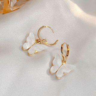 Shell Butterfly Dangle Earring Ge2074 - Gold - One Size