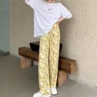 Short-sleeve Lettering T-shirt / Tie-dyed Wide Leg Pants