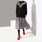 Mock Two-piece Pullover Dress Black - One Size