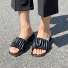 Block-heel Shirred Sandals