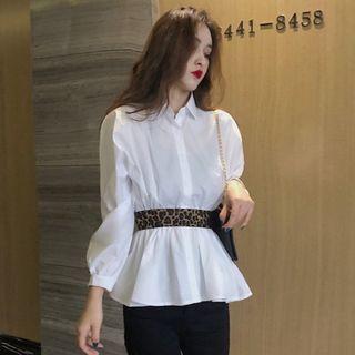 Long-sleeve Belted Shirt