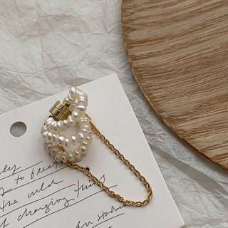 Freshwater Pearl Chained Cuff Earring 1 Pc - Gold - One Size