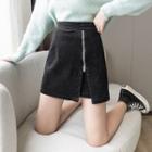 Corduroy Zip Slit Mini A-line Skirt