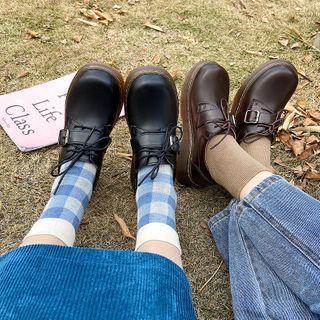 Platform Buckled Lace-up Shoes