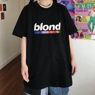 Short-sleeve Letter Print T-shirt Black - One Size