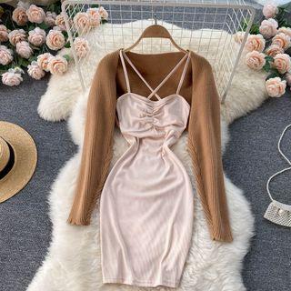 Set: Spaghetti Strap Dress + Shrug