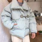 Toggle-button Padded Jacket Green - One Size
