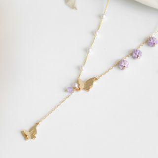 Butterfly Flower Choker Gold - One Size