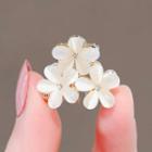 Flower Faux Cat Eye Stone Hair Clamp Ly2512 - White & Gold - One Size
