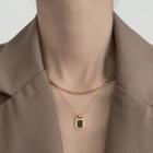 Rectangle Pendant Layered Stainless Steel Necklace Gold - One Size