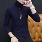Turtleneck Button-accent Pullover