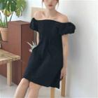 Off-shoulder Mini Dress Black - One Size
