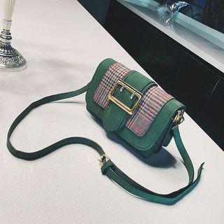 Faux-suede Plaid Cross Bag