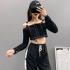 Off-shoulder Stitched Crop Top