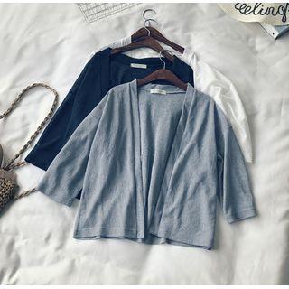 3/4 Sleeve Plain Open-front Cardigan