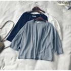 3/4 Sleeve Plain Open-front Cardigan
