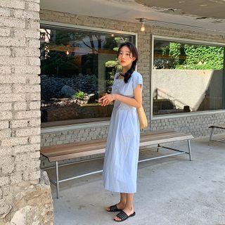 Button-up A-line Long Dress