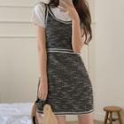 Sleeveless Tweed Minidress Melange Black - One Size