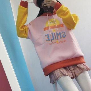 Printed Color Panel Hoodie