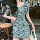 Cap-sleeve Floral Print Mini Dress