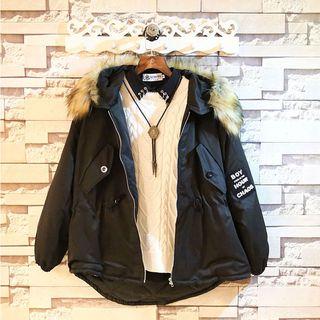 Hooded Applique Quilted Jacket