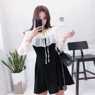 Chiffon Capelet Mini Godet Dress