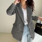 Double-breasted Tweed Blazer Black - One Size