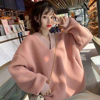 Furry V-neck Pullover