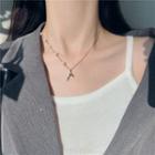 Asymmetric Faux Pearl Alloy Mermaid Tail Pendant Necklace Necklace - One Size
