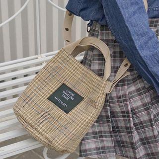 Plaid Crossbody Bag Khaki - One Size